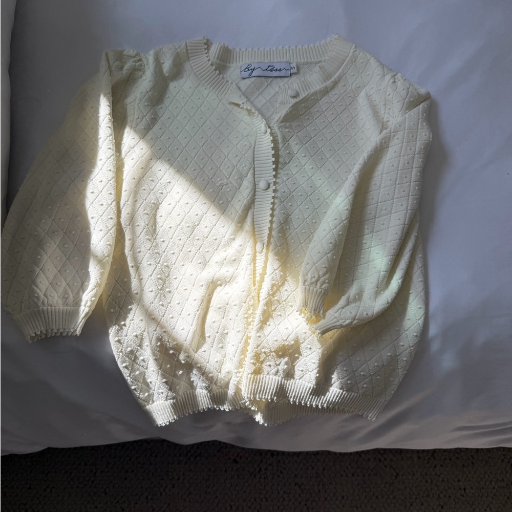 Light Cream Textured Button-Front Cardigan
